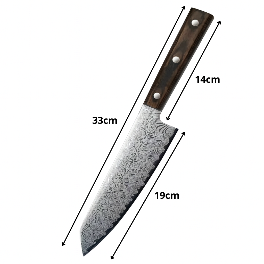Couteau Santoku Japonais en Acier Damas