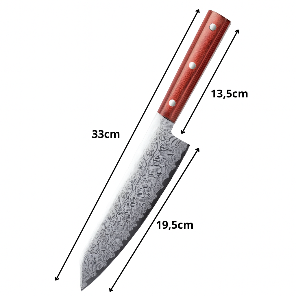 Couteau Santoku Japonais en Acier Damas