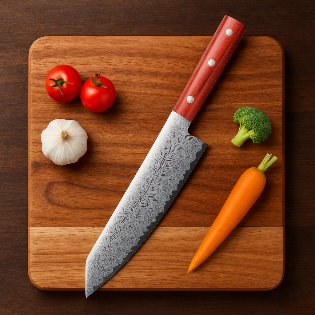 Couteau Santoku Japonais en Acier Damas